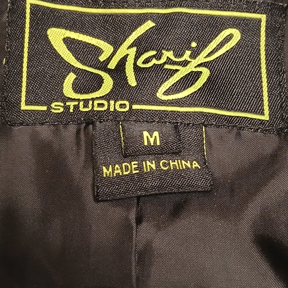 Sharif Studio Blazer Jacket Womens Size Medium Black Leather Weave Detail Biker